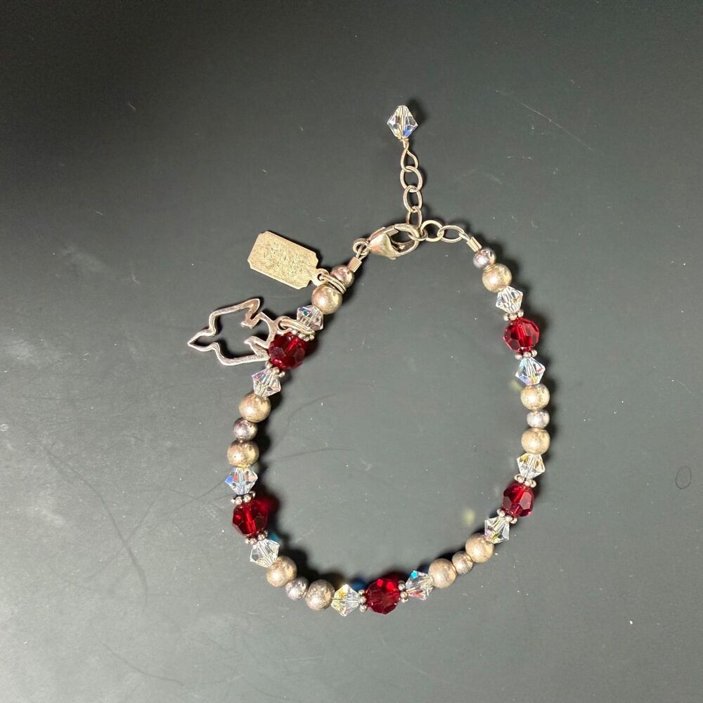 By Sharing Your Story 925 Sterling Silver Crystal Beaded Bracelet Dove Charm